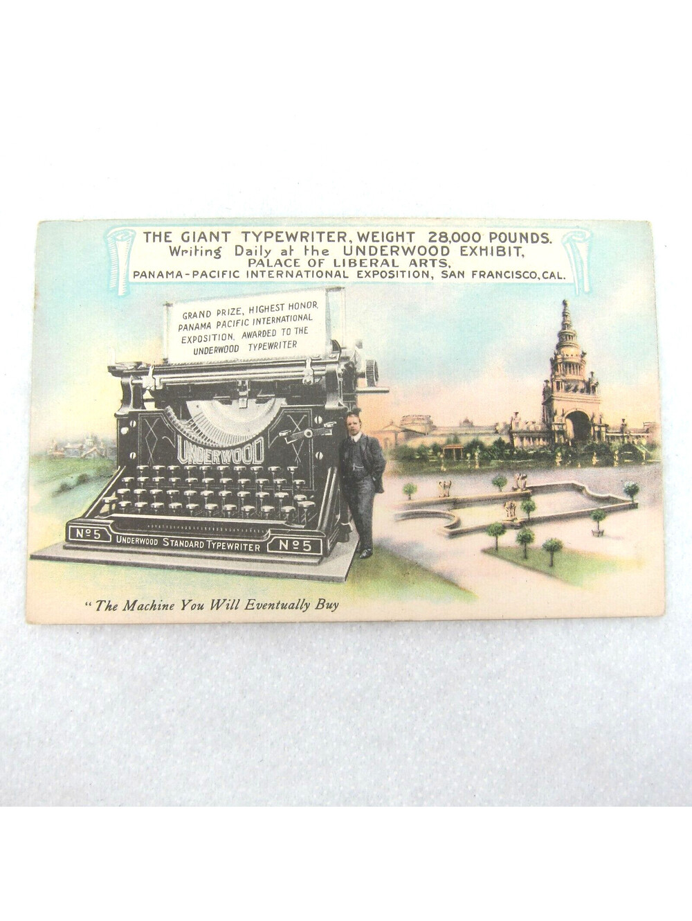 Antique 1915 Giant Typewriter Postcard Pan Pacific Expo San Francisco UNPOSTED
